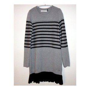 Ikks France 100% Cotton Sweater Dress Pleated Trim